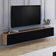 ID MARKET - Meuble TV 180 cm suspendu ELIO 2 portes bois et noir - vignette