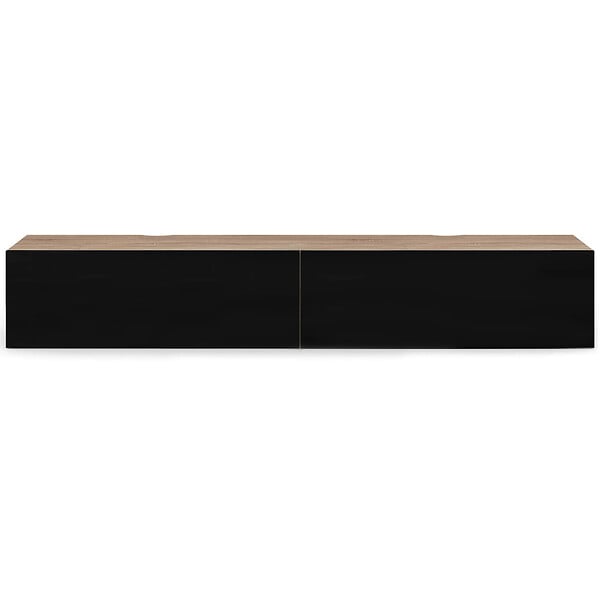 ID MARKET - Meuble TV 180 cm suspendu ELIO 2 portes bois et noir - large