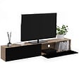 ID MARKET - Meuble TV 180 cm suspendu ELIO 2 portes bois et noir - vignette
