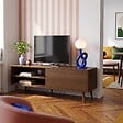 OVIALA - Meuble TV 1 porte rectangulaire L160 cm marron - Jena - vignette
