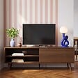 OVIALA - Meuble TV 1 porte rectangulaire L160 cm marron - Jena - vignette