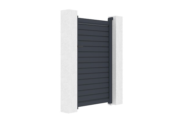 CASANOOV - Casanoov Portillon 1m CALANCIA H.160 cm lames persiennes aluminium gris + 2 Poteaux EIFEL 15x15 cm H.190 cm - large