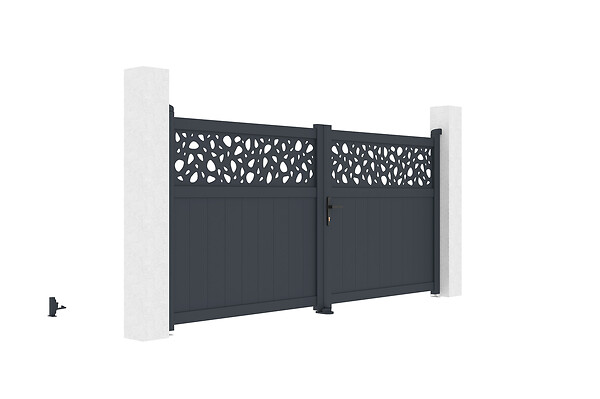 CASANOOV - Casanoov Portillon 1m DOLOMITE RUIVO H.140  cm aluminium gris + Poteau EIFEL 15x15  cm aluminium H.166  cm gris anthracite - large