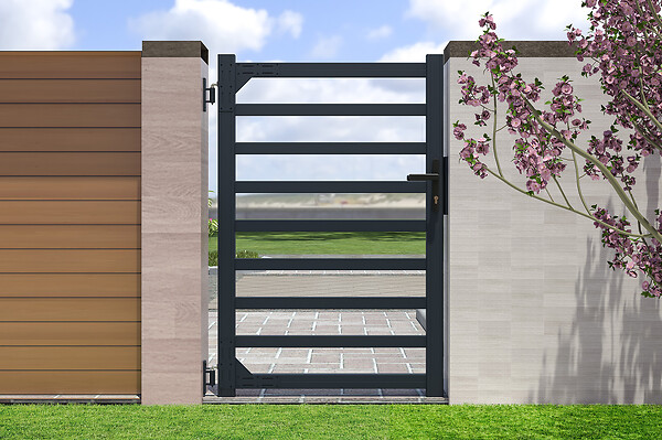 CASANOOV - Casanoov Portillon 1m ANTELAO H.140  cm + 2 Poteaux H.166  cm aluminium gris - large