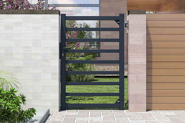 CASANOOV - Casanoov Portillon 1m ANTELAO H.140  cm + 2 Poteaux H.166  cm aluminium gris - large