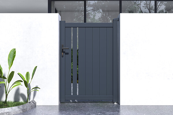 CASANOOV - Casanoov Portillon 1m GIONA H.1,4 m + 2 poteaux EIFEL H.166  cm Gris - large