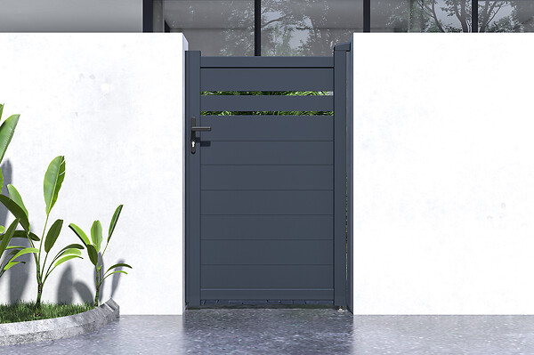 CASANOOV - Casanoov Portillon 1m CIMONE H.1,6 m gris + 2 poteaux EIFEL H.190  cm Gris - large
