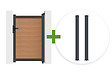 CASANOOV - Casanoov Portillon bois composite 1m ATHOS H.160 cm teck avec cadre aluminium + 2 poteaux EIFEL aluminium 10x10 cm - vignette