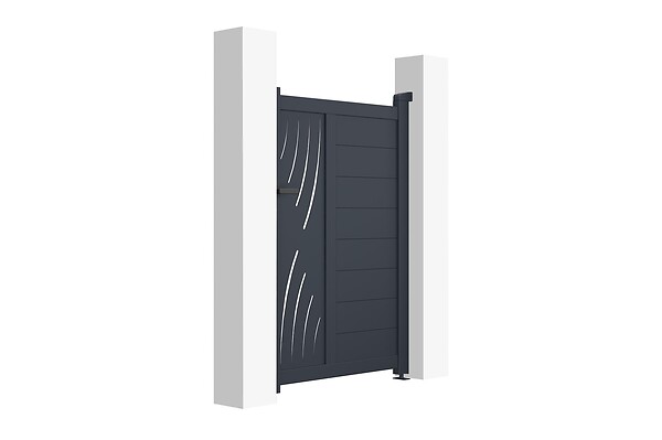 CASANOOV - Casanoov Portillon 1m VELETA H.140  cm aluminium gris + 2 poteaux ELDA aluminium gris - large