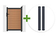 CASANOOV - Casanoov Portillon bois composite 1m ATHOS H.160 cm teck avec cadre aluminium + 2 poteaux EIFEL aluminium 15x15 cm - vignette