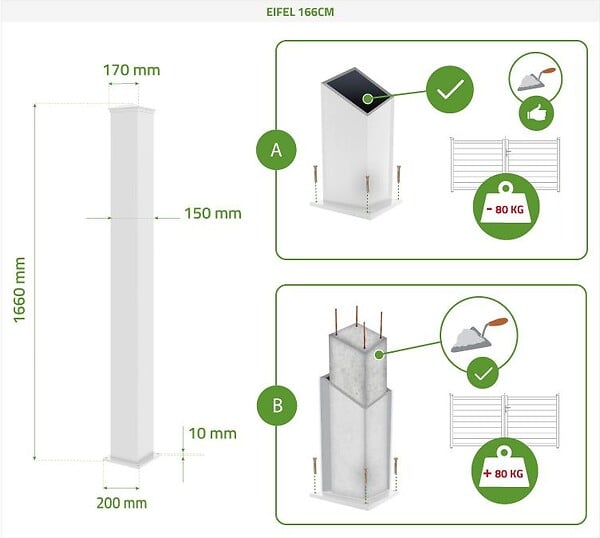 CASANOOV - Casanoov Portillon 1m VOGEL H.140  cm + 2 Poteaux H.166  cm aluminium blanc - large