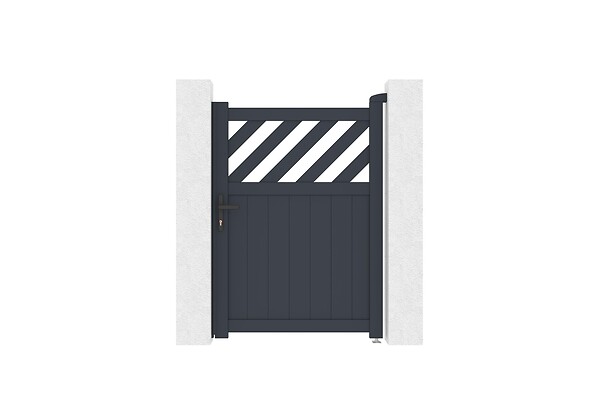 CASANOOV - Casanoov Portillon aluminium gris 1m HELMIS H.140 cm + Poteau EIFEL 15x15 cm aluminium H.166 cm - large