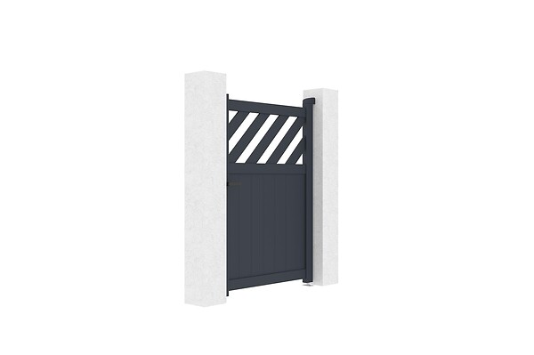 CASANOOV - Casanoov Portillon aluminium gris 1m HELMIS H.140 cm + Poteau EIFEL 15x15 cm aluminium H.166 cm - large