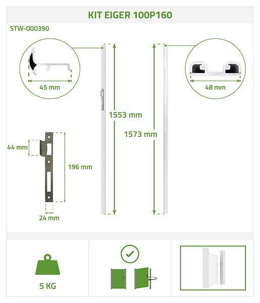 CASANOOV - Casanoov Kit d'inversion portillon coloris blanc EIGER/VOGEL/Design100x160 cm - large