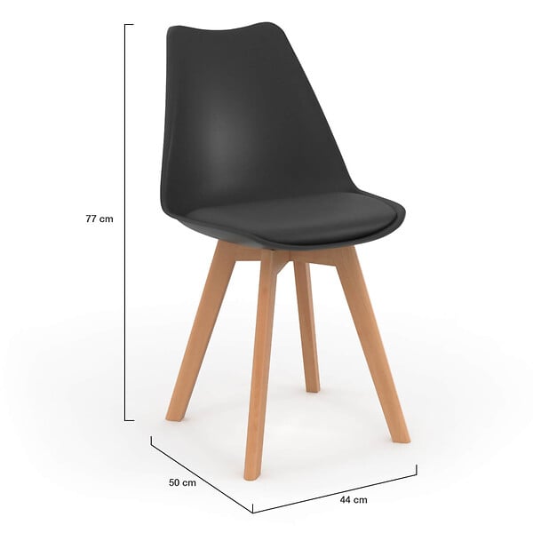 ID MARKET - Lot de 4 chaises scandinaves SARA noires pour salle à manger - large