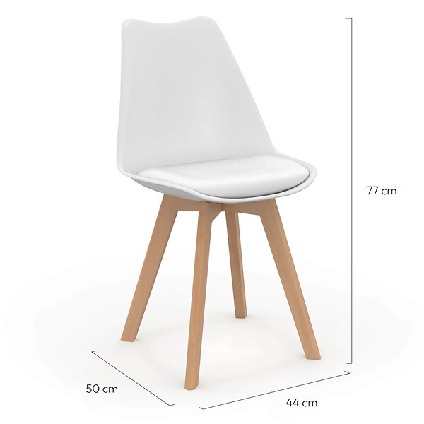 ID MARKET - Lot de 6 chaises scandinaves SARA mix color pastel rose x2, gris clair x2 et blanc x2 - large