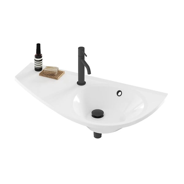 RAVAK - Lavabo asymétrique gain de place Ravak Avocado Comfort 85 x 45 cm, blanc (AVUM01L) - large