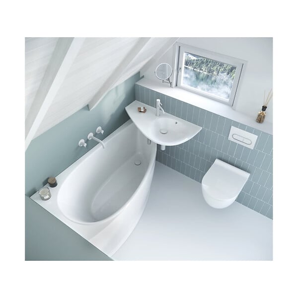 RAVAK - Lavabo asymétrique gain de place Ravak Avocado Comfort 85 x 45 cm, blanc (AVUM01L) - large