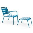 OVIALA - Fauteuil relax et repose pied en métal bleu pacific - Palavas - vignette