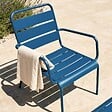 OVIALA - Fauteuil relax et repose pied en métal bleu pacific - Palavas - vignette
