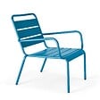 OVIALA - Fauteuil relax et repose pied en métal bleu pacific - Palavas - vignette