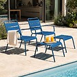 OVIALA - Lot de 2 fauteuils relax avec repose-pieds en métal bleu pacific - Palavas - vignette