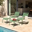 OVIALA - Lot de 2 fauteuils relax avec repose-pieds en métal vert cactus - Palavas - vignette