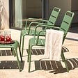OVIALA - Lot de 2 fauteuils relax avec repose-pieds en métal vert cactus - Palavas - vignette