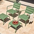 OVIALA - Lot de 2 fauteuils relax avec repose-pieds en métal vert cactus - Palavas - vignette