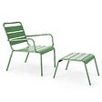 OVIALA - Fauteuil relax et repose pied en métal vert cactus - Palavas - vignette