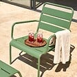 OVIALA - Fauteuil relax et repose pied en métal vert cactus - Palavas - vignette