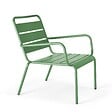 OVIALA - Fauteuil relax et repose pied en métal vert cactus - Palavas - vignette
