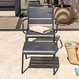 OVIALA - Fauteuil relax et repose pied en métal anthracite - Palavas - vignette