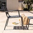OVIALA - Fauteuil relax et repose pied en métal anthracite - Palavas - vignette