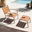 OVIALA - Fauteuil relax et repose pied en métal Caramel - Palavas - vignette