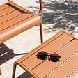 OVIALA - Fauteuil relax et repose pied en métal Caramel - Palavas - vignette