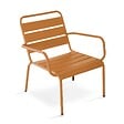 OVIALA - Fauteuil relax et repose pied en métal Caramel - Palavas - vignette