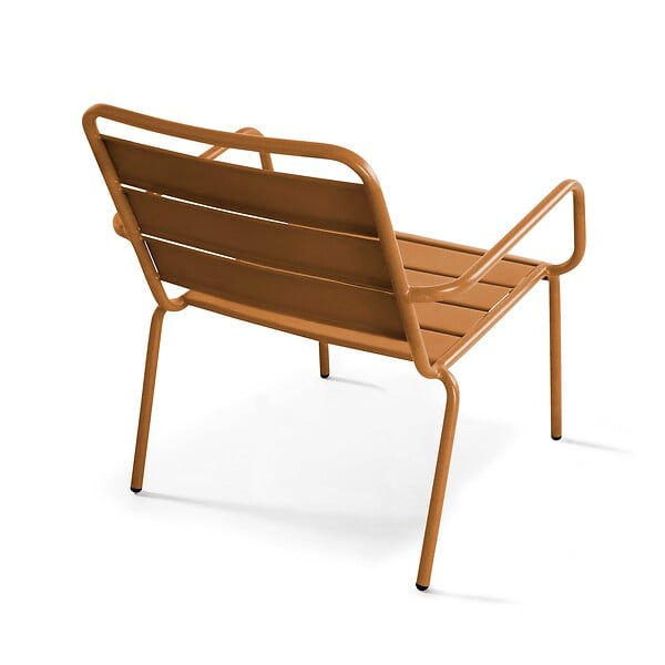 OVIALA - Fauteuil relax et repose pied en métal Caramel - Palavas - large