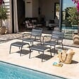 OVIALA - Lot de 2 fauteuils relax avec repose-pieds en métal gris - Palavas - vignette