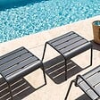 OVIALA - Lot de 2 fauteuils relax avec repose-pieds en métal gris - Palavas - vignette