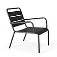 OVIALA - Lot de 2 fauteuils relax avec repose-pieds en métal gris - Palavas - vignette