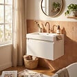NATUREL - Meuble de salle de bain suspendu 60 x 48 cm avec vasque, blanc brillant, Verona (VERONA60WH) - vignette