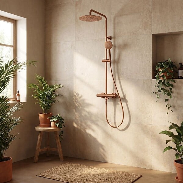 ESSEBAGNO - Lollipop II colonne de douche mécanique cuivre brossé 250 - large