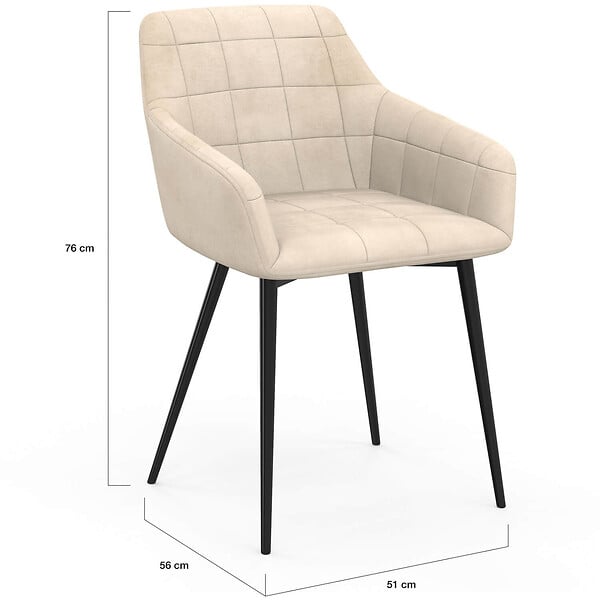 ID MARKET - Lot de 2 chaises de salle à manger, fauteuils de table MADY en velours beige - large