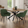 ID MARKET - Lot de 2 chaises de salle à manger, fauteuils de table JANY en velours côtelé vert kaki - vignette