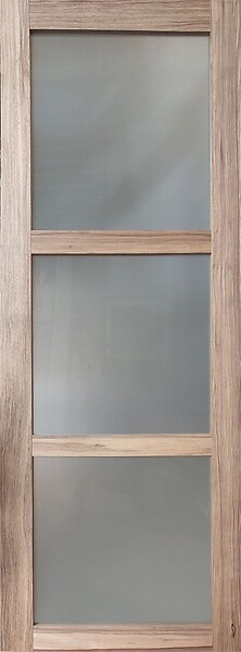 GD MENUISERIES - Porte Coulissante bois Frake Vitrée H204 x L83 cm, serrure condamnation - large