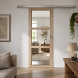 GD MENUISERIES - Porte Coulissante bois Ayous Vitrage transparent H204 x L83 cm, Rail Alu, Coquilles - vignette