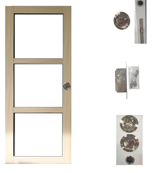 GD MENUISERIES - Porte Coulissante bois Ayous Vitrage transparent H204 x L83 cm, serrure condamnation - large