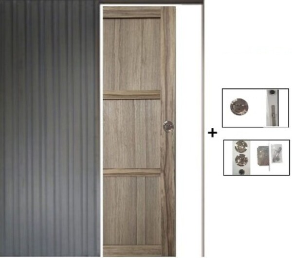 GD MENUISERIES - Porte Coulissante bois Frake 3 Panneaux H204 x L73 cm, Galandage - large