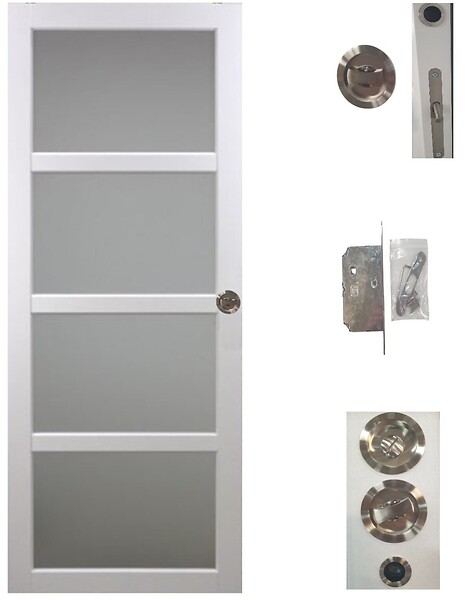 GD MENUISERIES - Porte Coulissante Tana blanc Vitrée H204 x L73 cm, serrure condamnation - large